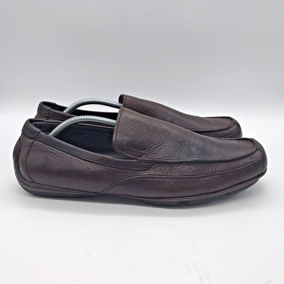 Calvin Klein Michael Brown Leather Driving Loafer Moc Toe Slip On Shoe Men's 12M - Picture 3 of 11